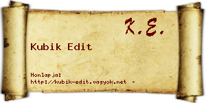 Kubik Edit névjegykártya
